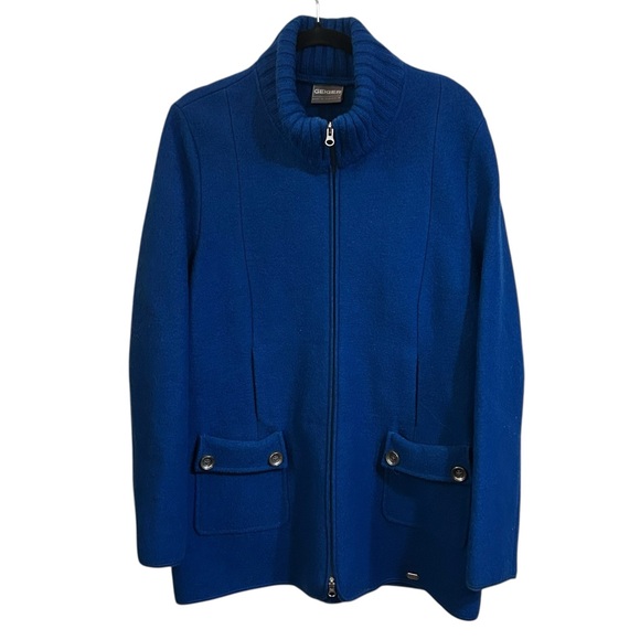 Kurt Geiger Hip Length Zip Front Teal Size 42/US 12 100% Pure Wool Winter Coat. - Picture 8 of 8